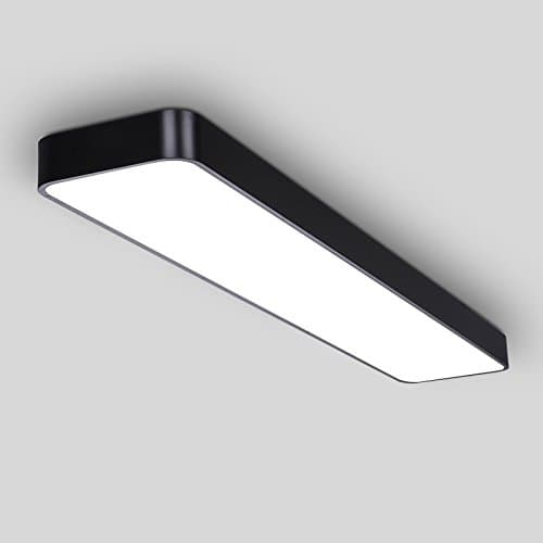 G Ceiling light Office Chandeliers Led Rectangular Aluminum Lamp Simple Lighting Fixtures Office Lighting Hanging Lights, 150 * 30CM,Black
