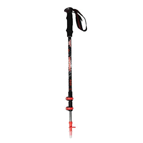 Outdoor Walking Stick Climbing Stick Telescopic Thin Straight Handle Three Section Outside The Lock Trekking Pole Carbon Tungsten Steel Crutches ( Color : Black )