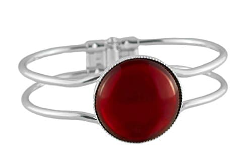 Bracelets 925 Silver Plated Cuff Universal Adjustable Size 18cm Crystal Ruby Red Czech Glass Stone 25mm Handmade BohemStyle