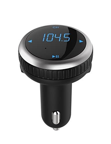 Wireless In-Car Bluetooth FM Transmitter & Car Charger,Radio Adapter Hands-Free Car Kit, Car MP3 Player with Dual USB Port Supports SD Card (Silver)