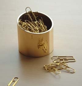 Solid Brass Polished Paperclip Pot .. with FREE UK delivery