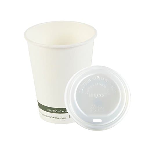 Compostable Hot Drink Cups With Lids Various Sizes & Quantities Biodegradable Takeaway Coffee Latte Cappuccino Espresso (250, 12oz)