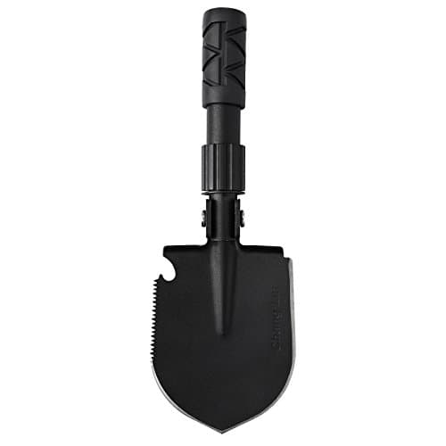 CHANGLIN Mini Military Folding Shovel 1.5mm Thickness Multi Purpose Tool Digging/Sawing/Cutting/Picking/Prying/Hammering/Bottle Opening Survival Shovel for Outdoor Camping/Hiking
