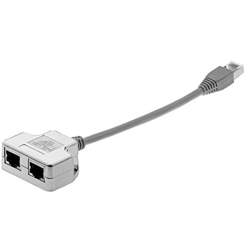 Helos 021427 T-Adapter CAT 5e Ethernet/ISDN Cable Sharing Grey