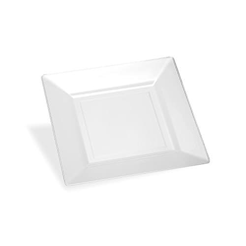 20 Disposable Heavy Duty Square Plastic Plates - Clear (6.5" (16.5 cm))