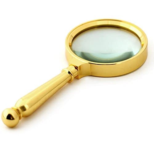 Handheld metal old man reading newspaper 10 times a magnifying glass 20 times times HD optical lamp , golden
