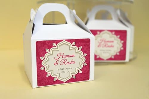 Pack of 100 PERSONALISED Wedding Favours / Cup Cake Boxes (Flat packed) - E