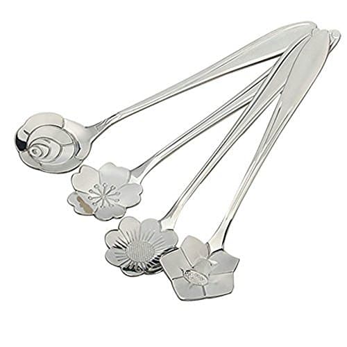 Stainless Steel Creative Flowers Spoon for Coffee Stirring Dessert Tableware Kitchen Kit(Set of 4)
