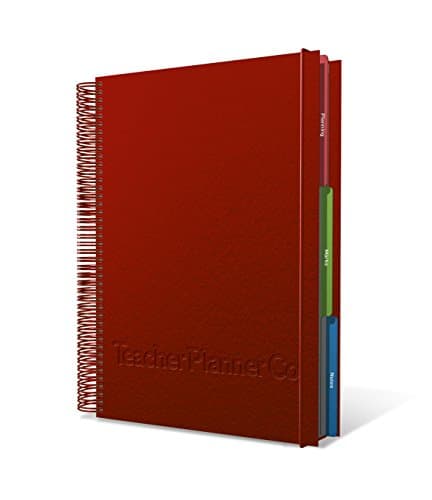 A4 6 Lesson Academic Teacher Planner - Leatherette Red