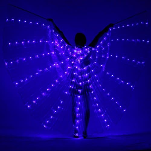 Belly Dance LED ISIS Wings Women's Performance 3 Pieces Belly Dancing Accessory Stage Performance Props 8 Colors Available Christmas Halloween, Blue, One Size