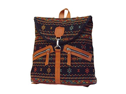Handmade backpack for woman. Backpack embroidered linen and leather. Ethnic backpack made with organic materials.