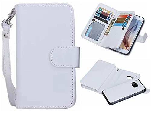 LG G4 2 in 1 Wallet Case,Hynice Folio Flip PU Leather Case Magnetic Detachable Slim Back Cover Card Holder Slot Wrist Strap wallet for LG G4. (G4, white)