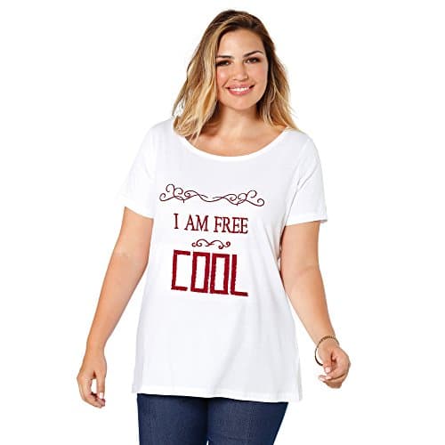 VENCA Women's Long T-Shirt for Large Sizes with Front Embroidery and applica - 013826