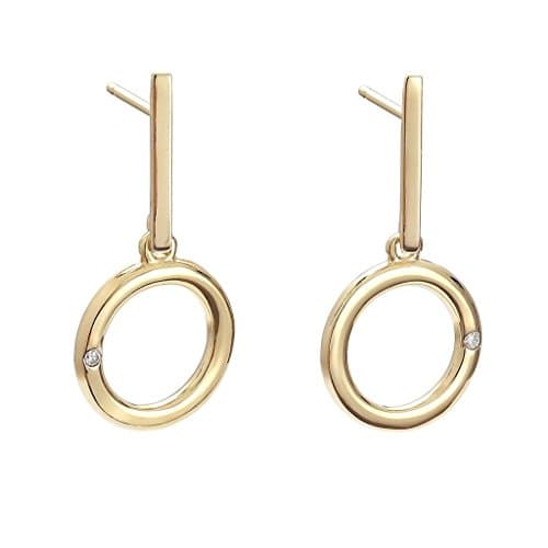 DROP EARRINGS WITH CUBIC ZIRCONIA CIRCLE CONSTELLATIONS SILVER GOLD PLATED (20Z)