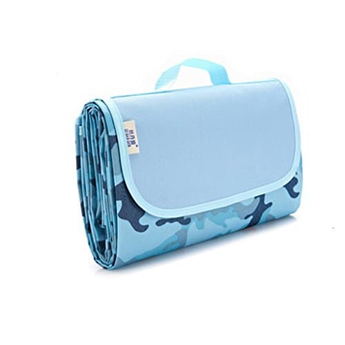 Kids Crawling Play Mat Foldable Picnic Blanket Rug Mat Waterproof for Baby Playing Outdoor Beach Festival Usage Geometric Pattern (Blue)