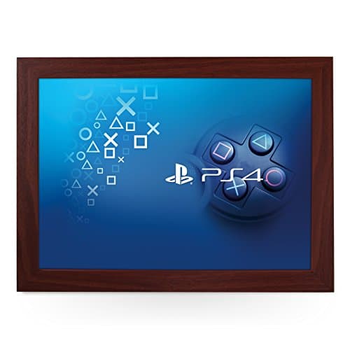 Portable Lap Desk Tray (PS4 Controller Buttons) Handmade Wooden Frame, Beanbag Cushioned Bottom | Computers, Laptops, Meals, Food | L0195 Brown