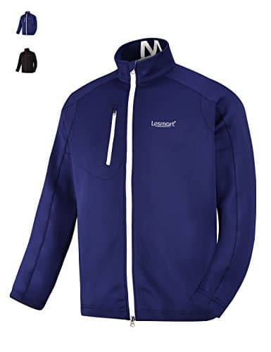 Lesmart Men Golf Jacket Track Softshell Full Zipper Water Resistant Breathable Lightweight Outerwear