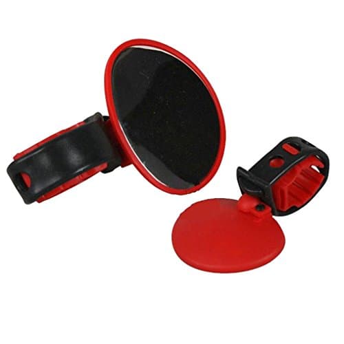VENMO Multicolor Mini Rubber Bicycle Bar End Mirror Handlebar Clamp Road Bike Cycling Rear View Mirror 360 Degree Rotating (Red)