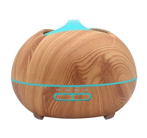 ChosenTech Aroma Diffuser, 400ml Aromatherapy Essential Oil Humidifier, Ultrasonic Cool Mist Air Humidifier with 7-Color LED Light Change, Set Timer & Auto Waterless Off for Christmas Gifts, Girl Friend, Wife, Home, Bedroom, Yoga, Spa and Office - 400ml Wooden