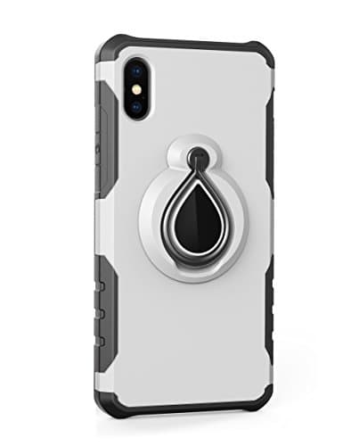 Ensyu Slim Shockproof Silicone TPU+PC Case Anti-Scratch Grip Bumper with 360 Degree Rotatable Built in Ring Kickstand Phone Holder Stand Protection Back Cover for Apple iPhone X