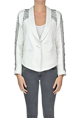 NOUR HAMMOUR Women's Mcglcsl02016i White Leather Blazer