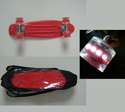 22" LED LIGHT WHEEL PENNY STYLE SKATEBOARDS SKATING DECK BOARDS + CARRYING BAG (RED)