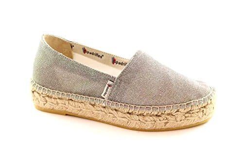 Espadrilles Tommy Night Glitter Silver zeppetta Rope plateaux 40
