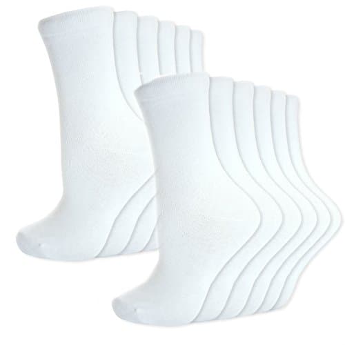 BAY6 6 Pairs Kids Back To School Plain Uniform Socks - 4 Packs - White Size 9-12