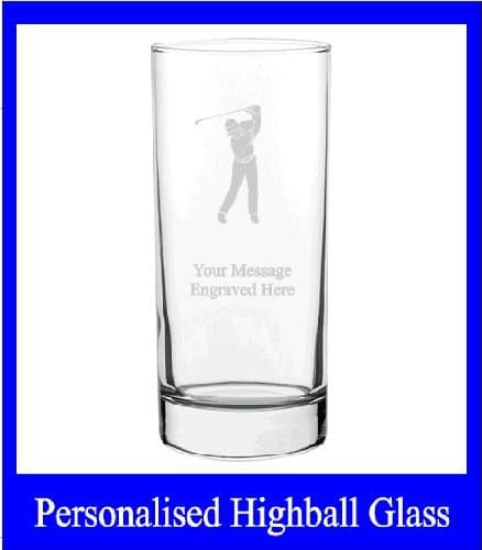 GOLF HIGH BALL TALL LONG GLASS HB6 IN SILK LINED GIFT BOX