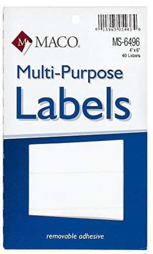 MACO White Rectangular Multi-Purpose Labels, 4 x 6 Inches, 40 Per Box (MS-6496) by Blackstone Nutrition