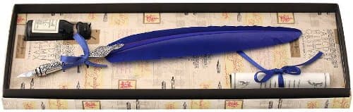 Blue Pewter Feather Quill & Ink Set by Coles Calligraphy