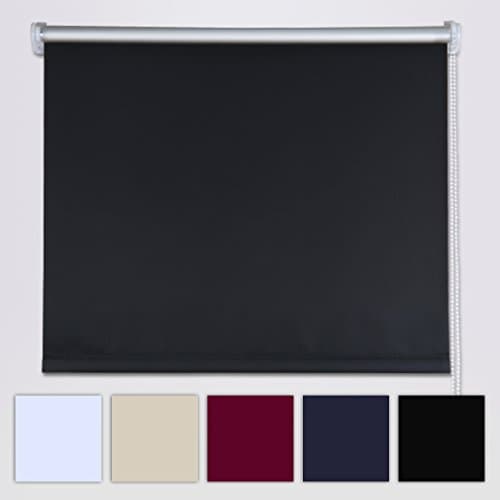 SHINY HOME® Adjustable Blackout Roller Blind Black with Size 120 x 230cm