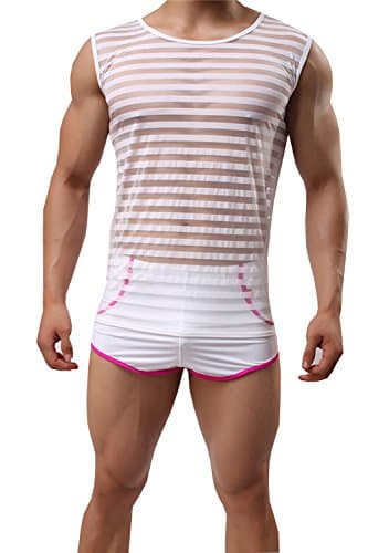 Sexy Tank Top Plus Size Men Transparent Mesh Vests