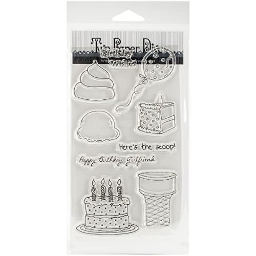 Two Paper Divas Rubber Clear Stamps 8.5-inch x 4.5-inch, Birthday Wishes