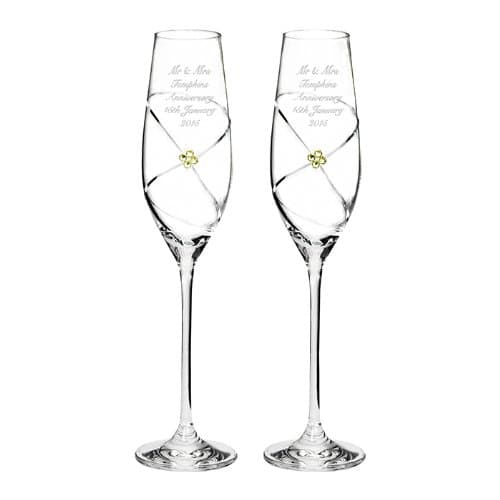 Personalised Pair of Infinity Flutes with Gold Swarovski Elements