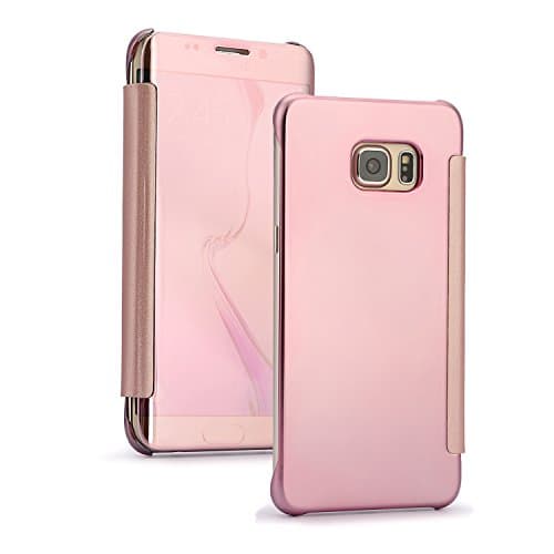 Samsung Galaxy S7 Edge Case, XMTIKO Mirror Clear View Window Flip Case For Samsung Galaxy S7 Edge (Rose Gold)