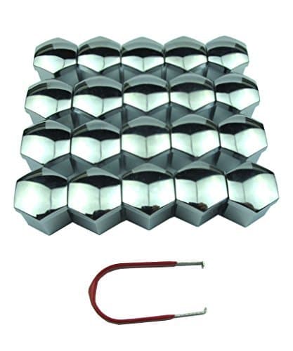 20PCs 22mm Chrome Plastic Bolts Covers Nut Protector and Removal Tool Car Wheel Universal