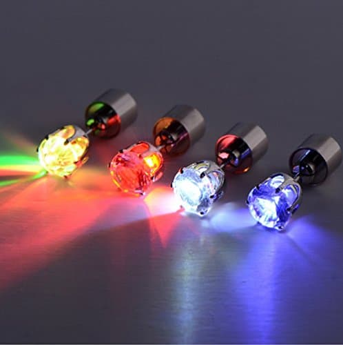 Light Up LED Flashing Blinking Magnetic Earrings Ear Studs Unisex Gift (Blue)