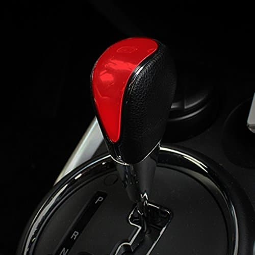 Anzene Black Leather LED Touch Activated Shift Knob for Automobile (Red, Center)