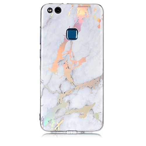 Pheant® Case for Huawei P10 Lite Silicone Cover Transparent Bumper Soft Phone Skin Marble Pattern with Electroplate Plating Design