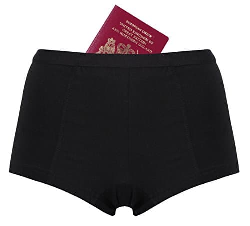 Women’s Pickpocket Proof Boy Shorts 2 Pack (Black) (Medium)