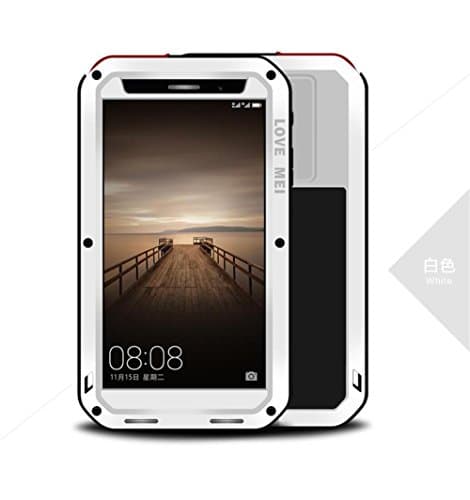 Hua Wei Mate 9 Case,LOVEOURS,Powerful for Hua Wei Mate 9 Cases,Shockproof Dustproof Water Resistant Case Heavy duty military metal Cases Toughened Gorilla glass cover for Hua Wei Mate 9 Super Shake Silicone Edge Super zinc alloy (Hua Wei Mate 9, White)