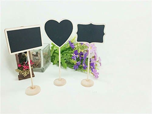 12 Mini Chalkboards, Message Memo Sign Board with Stand, Polygon Heart Rectangle