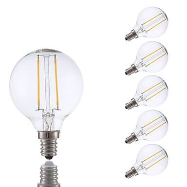 GDS 2W E12 LED Filament Bulbs G16.5 2 COB 200 lm Warm White Dimmable 120V 6 pcs