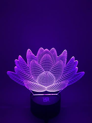 YOUQIZHI® 3D Optical Illusion lotus Panel Model Lighting Night 7 Color Change USB Touch button LED Desk Table Light Lamp