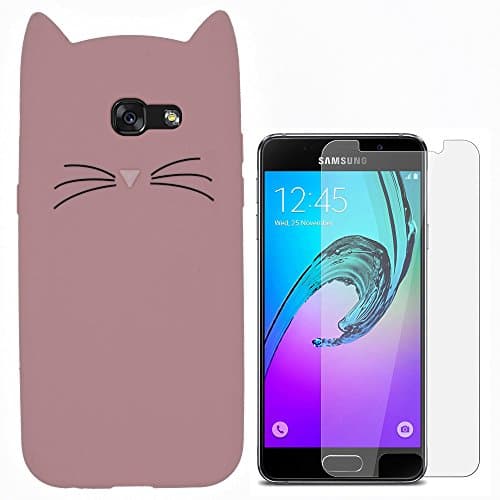 Hcheg 3D Silicone Protective Case Cover for Samsung Galaxy A3 (2016) Cover Panda Design Pink Case Cover + 1X Screen Protector