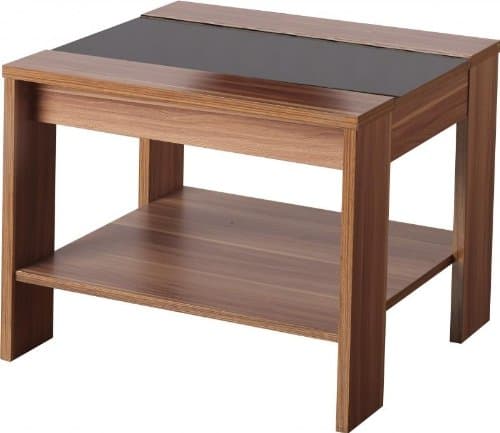 Hollywood Lamp Table in Walnut Veneer/Black Gloss