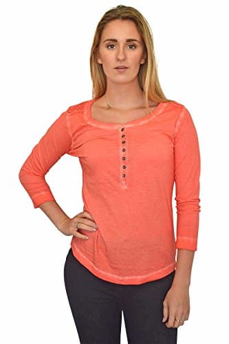 Ralph Lauren Scoop Neck Henley Tops Coral Medium