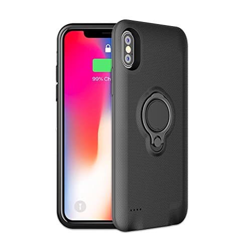 iPhone X Battery Case,feeleye 5000mAh Rechargeable Charger Case Extended Protective Portable Backup Charger Case Charging Case for iPhone X /10 (5.8 inch)Lightning Cable Input Mode with Sync (Black)