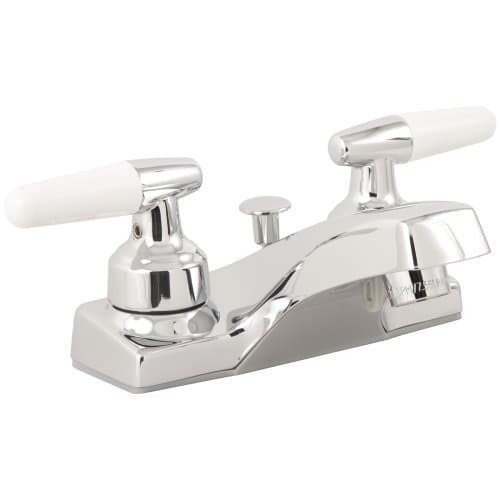 Aqualife Two Handle Washerless Bathroom Faucet -Chrome finish with interchangeable white or oak handles by Aqualife